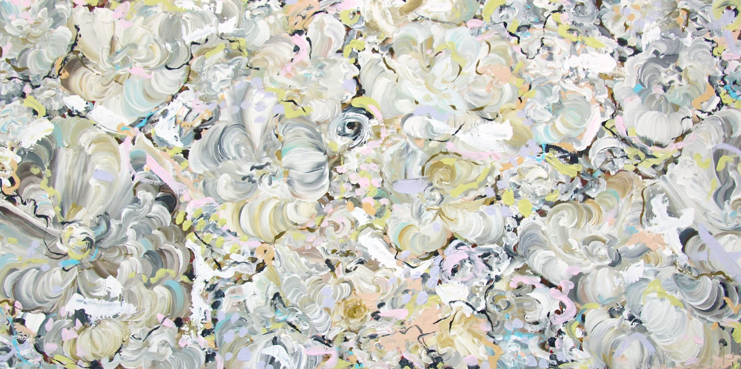   Running Through the Garden.&nbsp;  48" x 24". Acrylic on wood. Sold . 