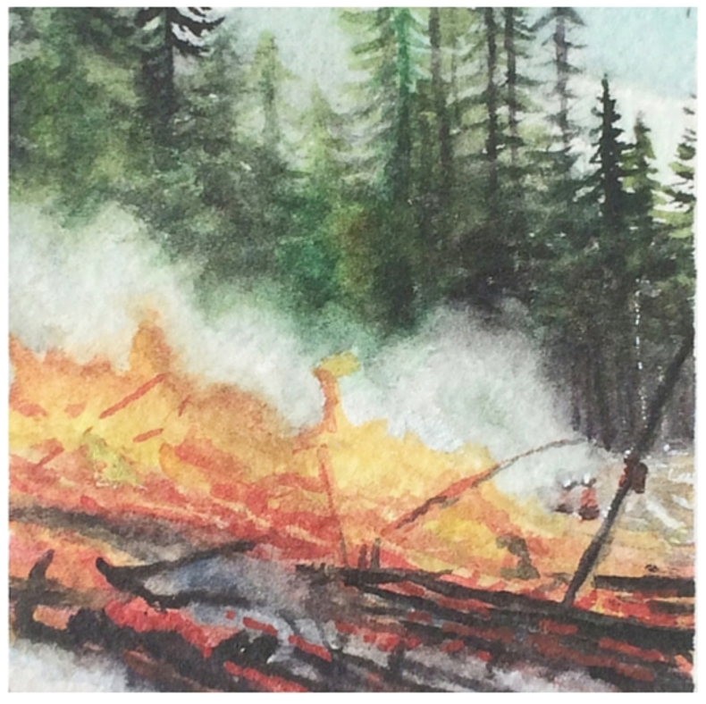 March 2, 2016 watercolour on Arches Aquarelle 140 lb paper two inches x two inches SOLD