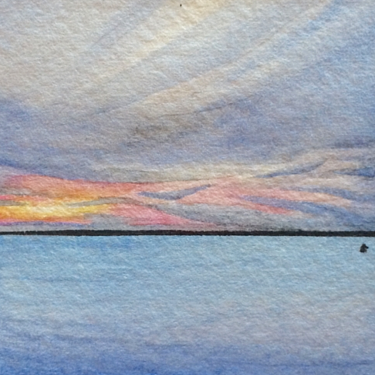 January 2nd, 2016 watercolour on Arches Aquarelle 140 lb paper two inches x two inches SOLD
