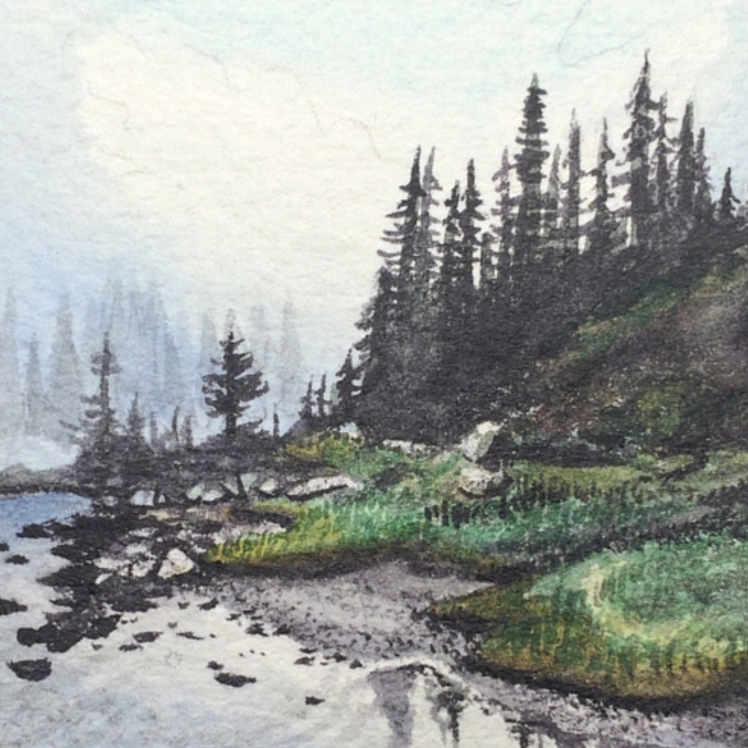 January 5, 2016 watercolour on Arches Aquarelle 140 lb paper two inches x two inches SOLD
