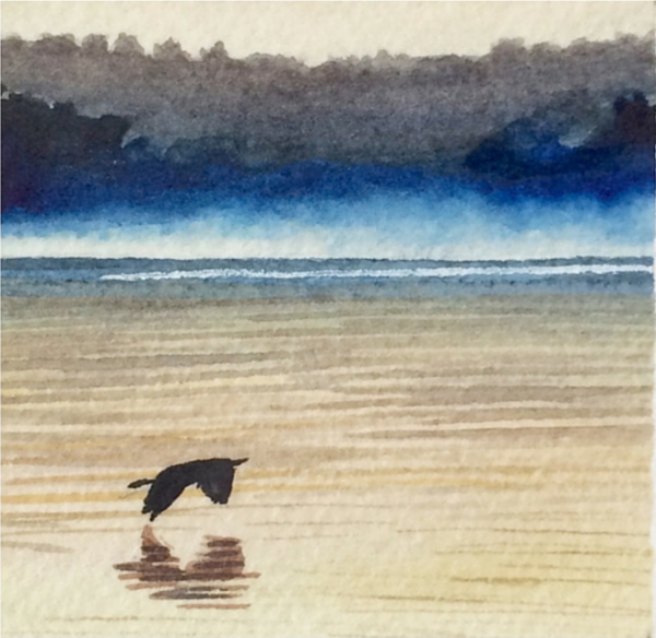 March 6, 2016 watercolour on Arches Aquarelle 140 lb paper two inches x two inches SOLD