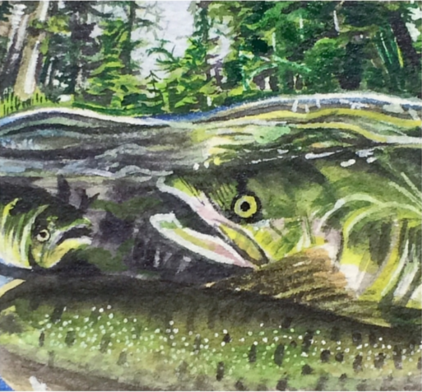 March 8, 2016 watercolour on Arches Aquarelle 140 lb paper two inches x two inches SOLD