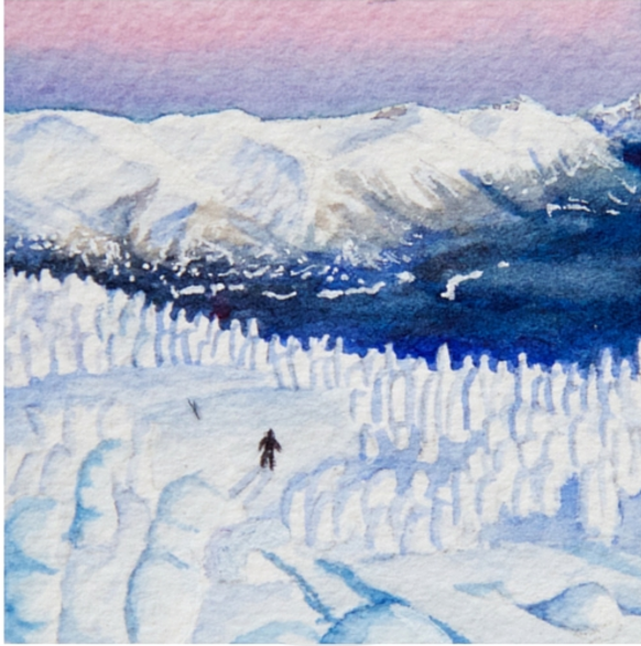 March 13, 2016 watercolour on Arches Aquarelle 140 lb paper two inches x two inches SOLD