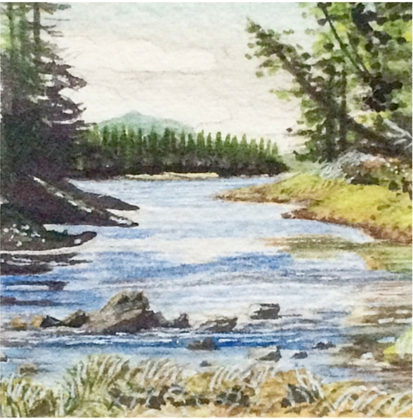 March 18, 2016 watercolour on Arches Aquarelle 140 lb paper two inches x two inches SOLD