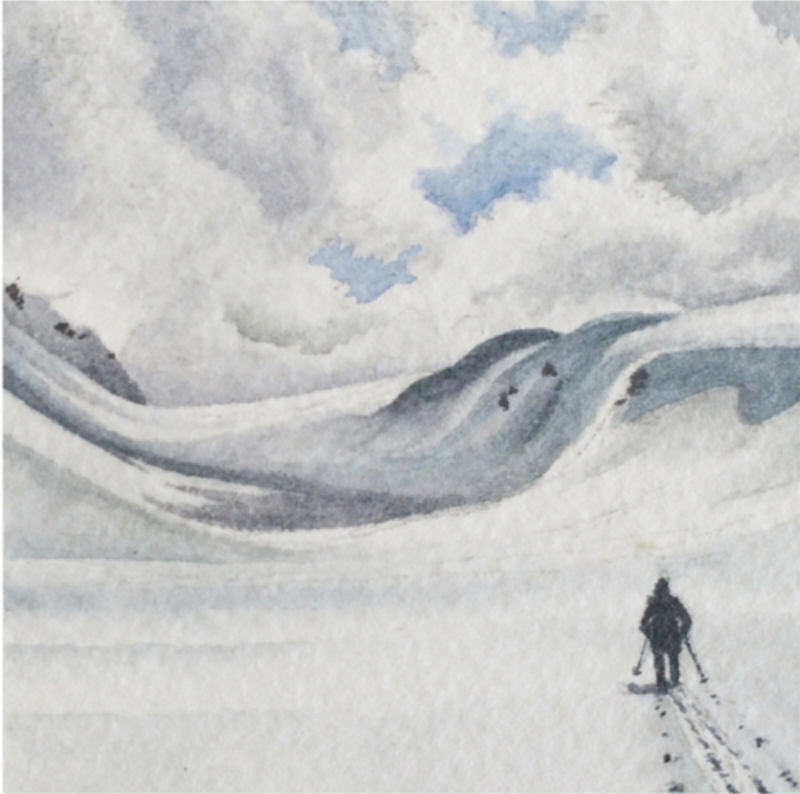 March 28, 2016 watercolour on Arches Aquarelle 140 lb paper two inches x two inches SOLD