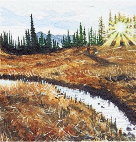March 30, 2016 watercolour on Arches Aquarelle 140 lb paper two inches x two inches SOLD