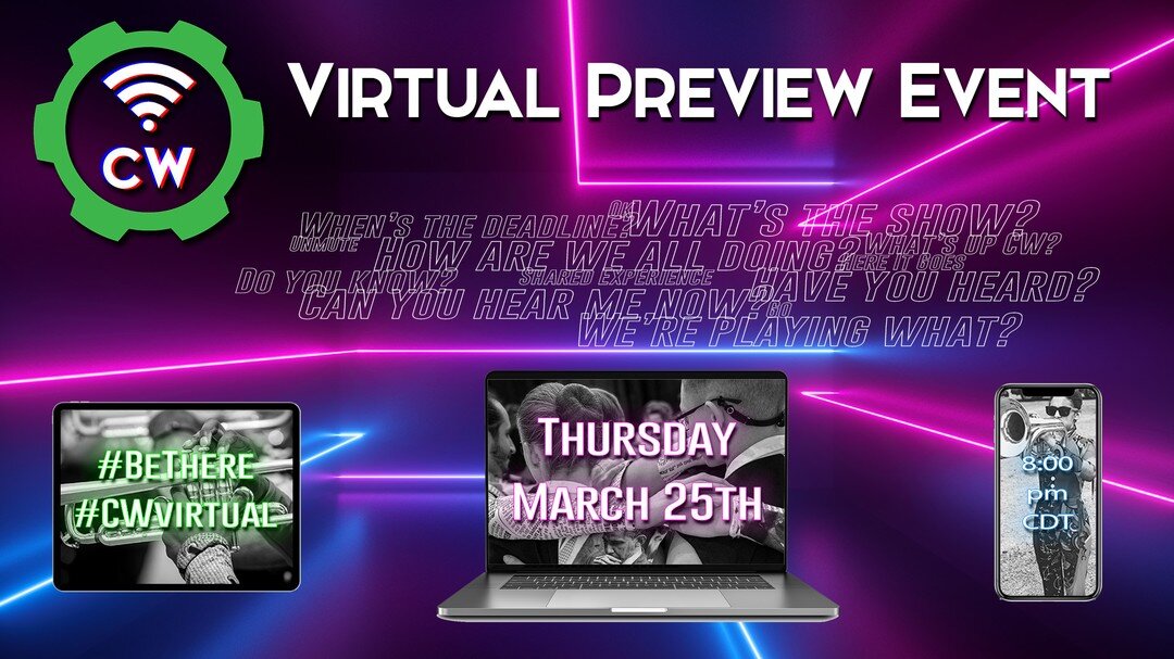 We hope you're ready - come check out what #CWVirtual has to offer this year! Be sure to share with your friends to get the word out!

Tune into our facebook livestream TOMORROW at 8:00pm for more info! :)

#CWVirtual 
#CWAlways 
#WGI2021