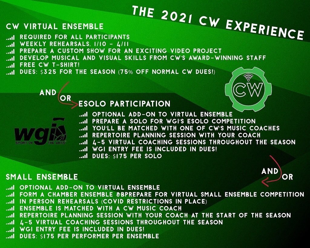 Missed out on #CWVirtual? Still want a chance to get in on the fun?
#CWVirtual has a limited number of performer spaces left for our 2021 Virtual Season and we want YOU to get in on it! Interested? Send us a message ASAP!
Messaging not working? No wo