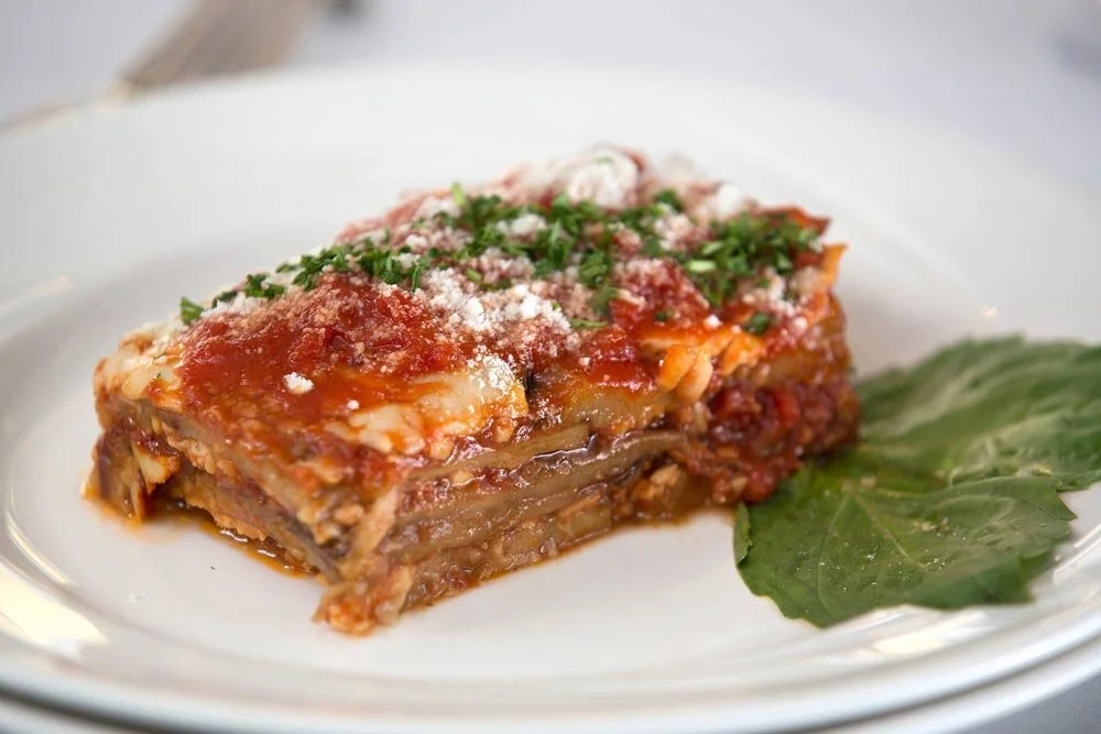 Eggplant Parmigiana 1/2 Tray - $70 (8 pieces)