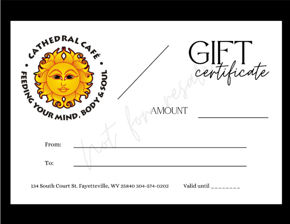 $50 Cathedral Cafe Gift Card - Shipping Included!