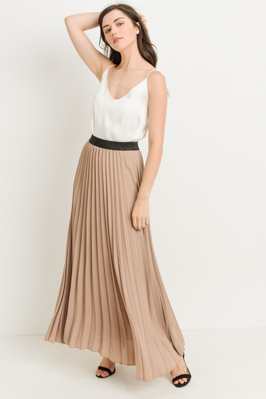 colorful pleated maxi skirt