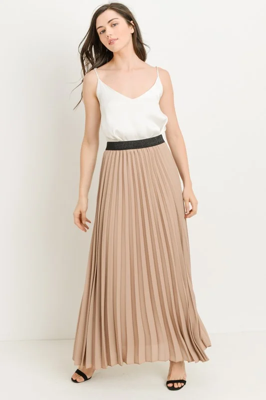 colorful pleated maxi skirt