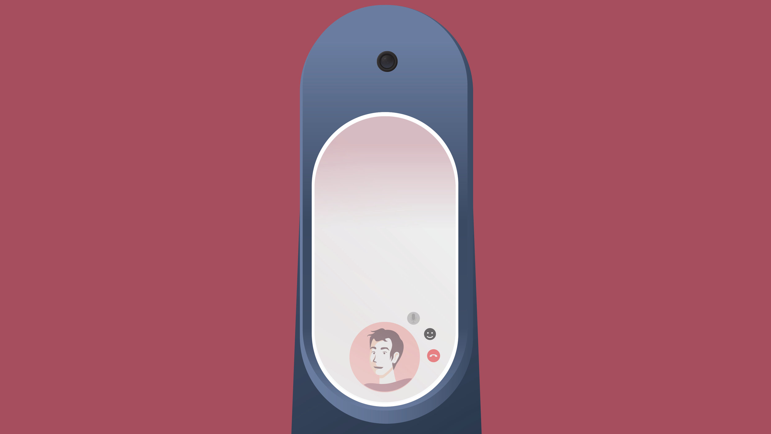 Dylan wait for Lily to answer his call. He can see a small window of himself in the lower half of the screen.