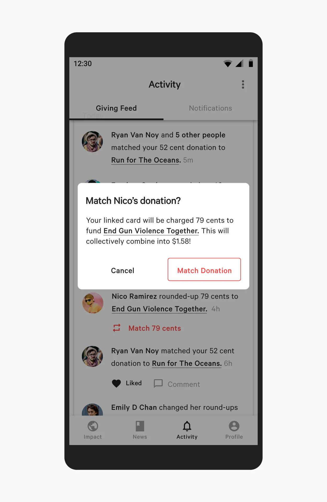 Dialog with scrimmed background
