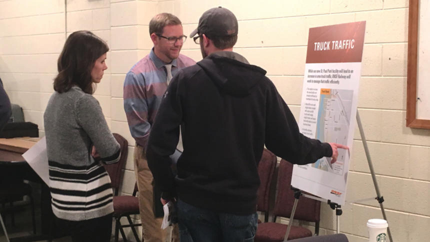 Amy McBeth (pictured) and other BNSF representatives spoke to residents at open houses this fall. (Bulletin file photo by Katie Nelson)