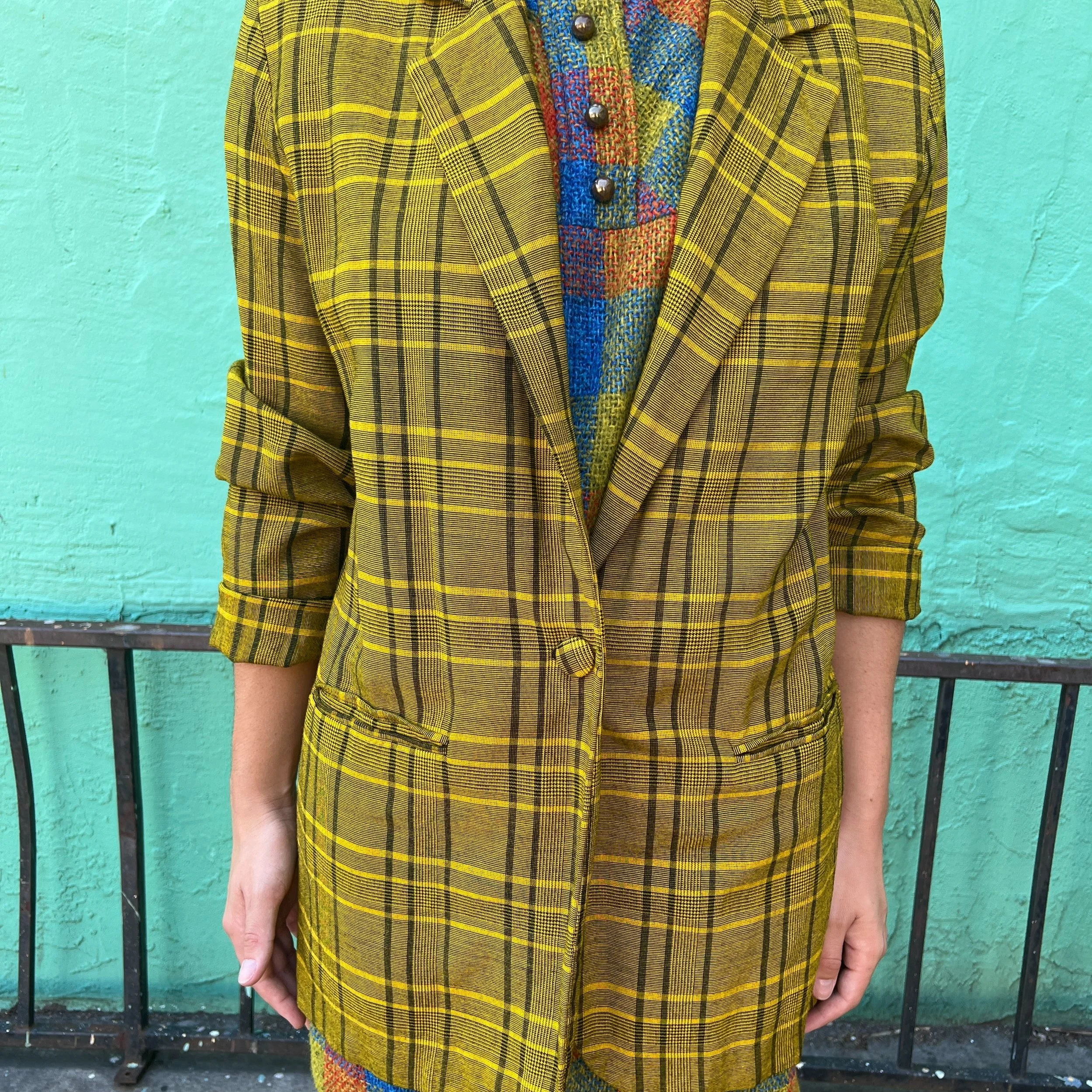 80s Yellow Plaid Blazer — La Loupe Vintage