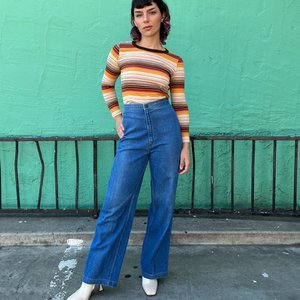 70s Yellow Peek a Boo Pocket Jeans — La Loupe Vintage