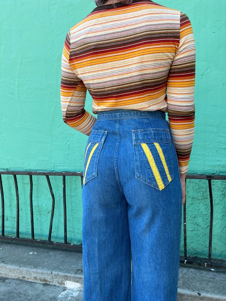 70s Yellow Peek a Boo Pocket Jeans — La Loupe Vintage