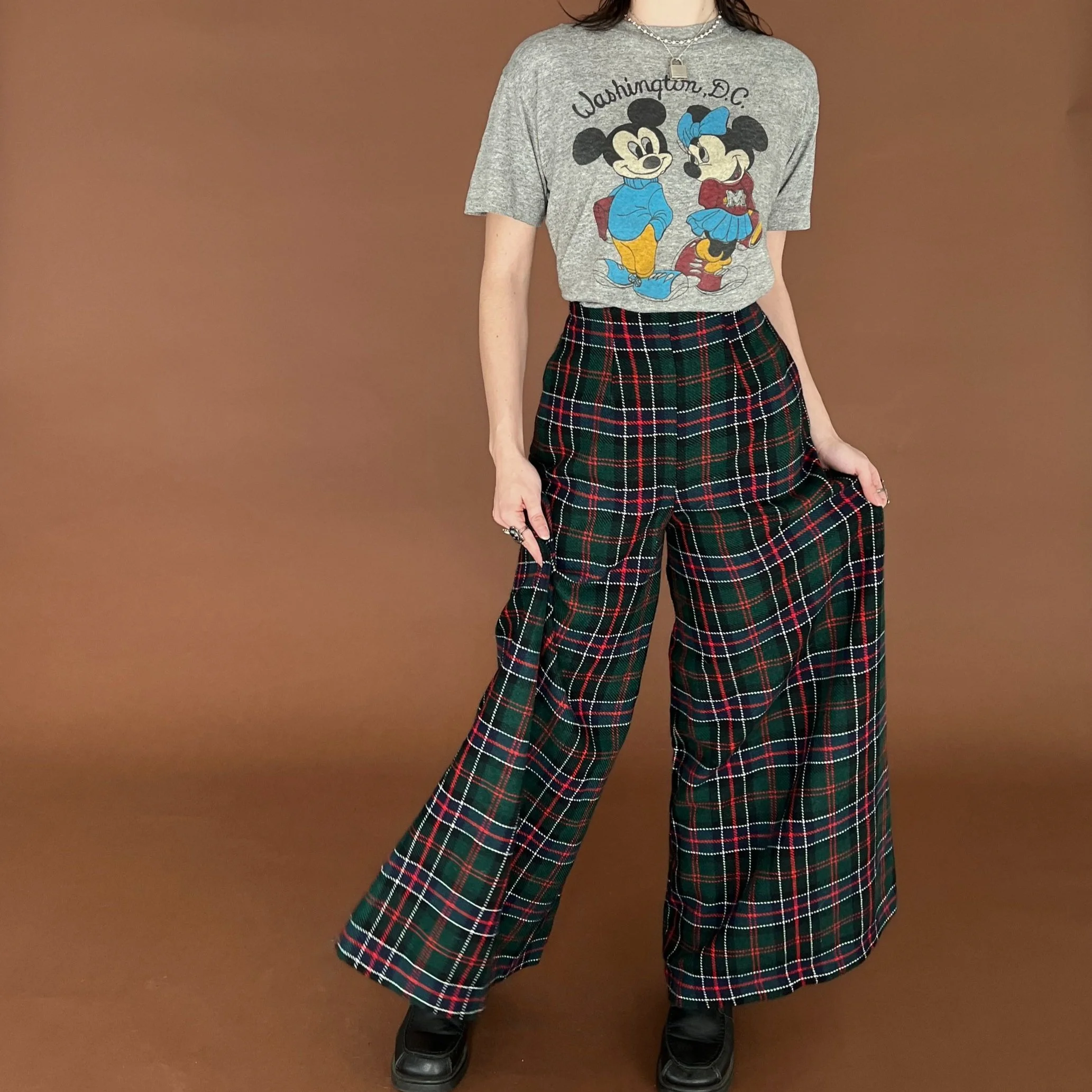 high waisted plaid pants