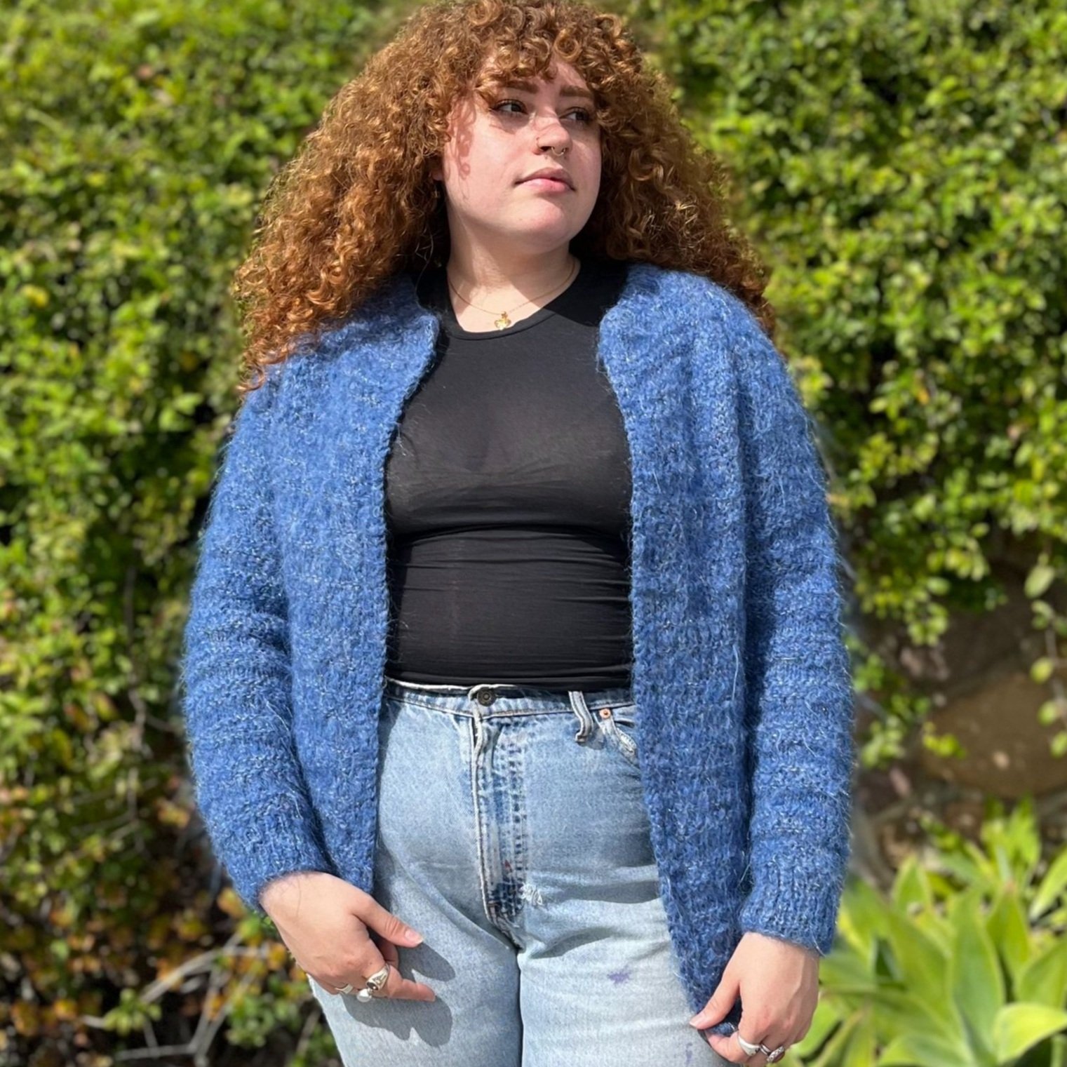 70s 80s Blue Mohair Sweater — La Loupe Vintage
