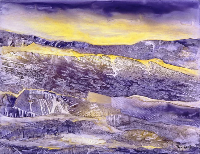 PAULA WEECH - Tuscon, AZ Amber Glow watercolor on Yupo