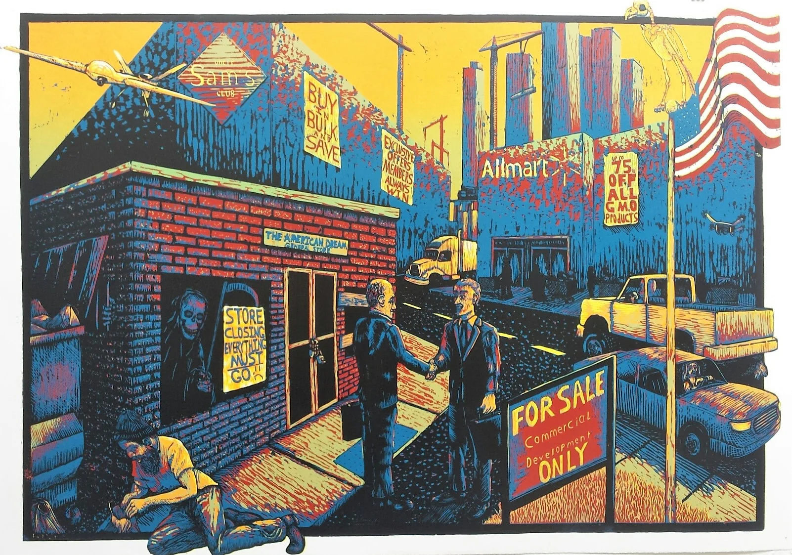 KENT LEASURE FINE PRINT AWARD DEREK HIBBS - Madison, WI You Can Have It All color reduction woodcut, $400