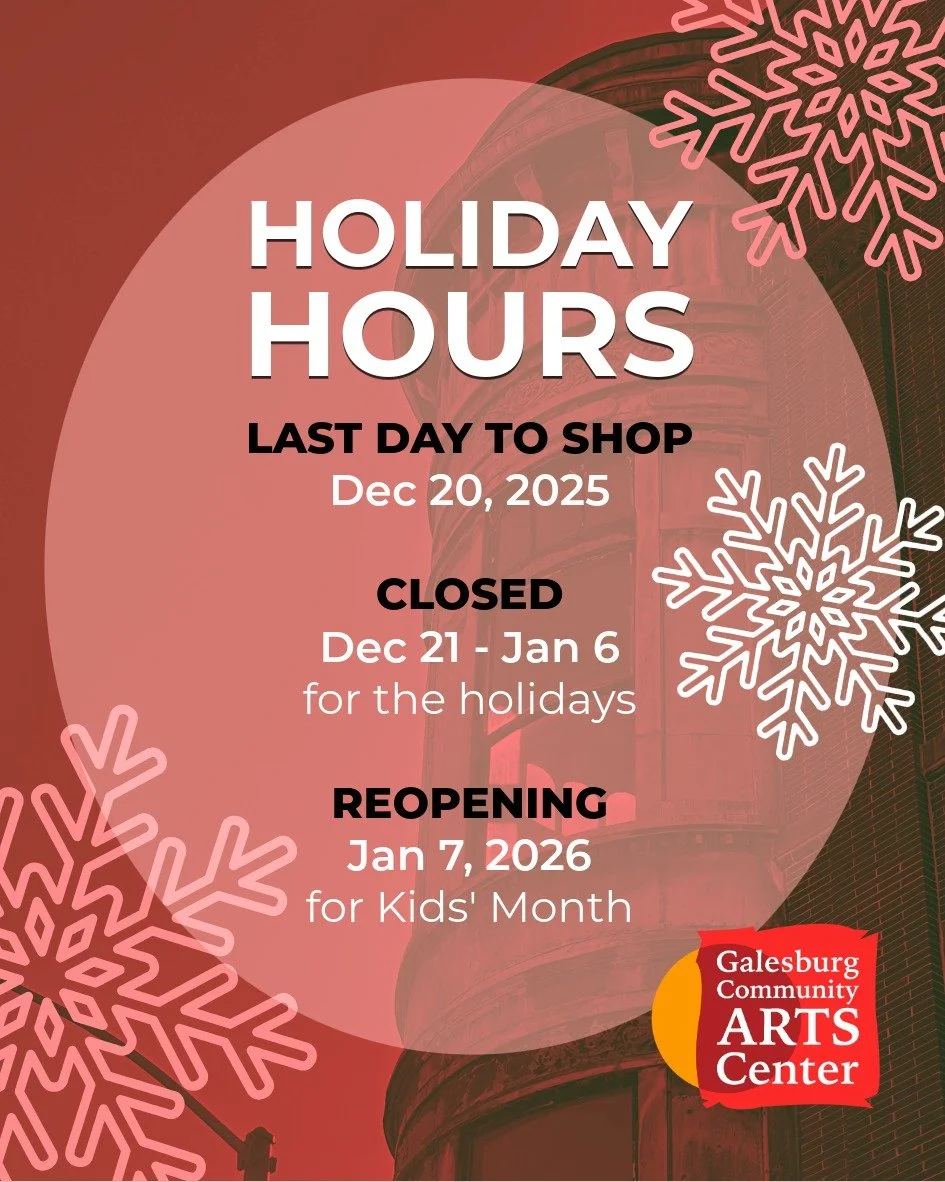 Please keep in mind that your last day to shop 🛍 at the Arts Center is this SATURDAY, DECEMBER 20th! GCAC will be CLOSED from December 21, 2025 through January 6, 2026 to allow for staff time off around the holidays, as well as to complete gift shop