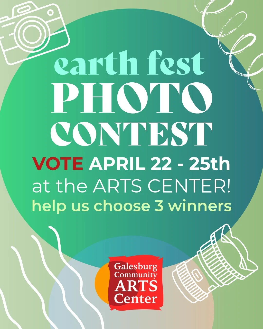 🚨 COMMUNITY . . . Help us choose the winners from our eARTh Fest Photo Contest! 📸 All submitted entries will be on display in the middle gallery this week, April 22-25th, 2026. 

Visit the arts center during open hours this week, fill out a form in