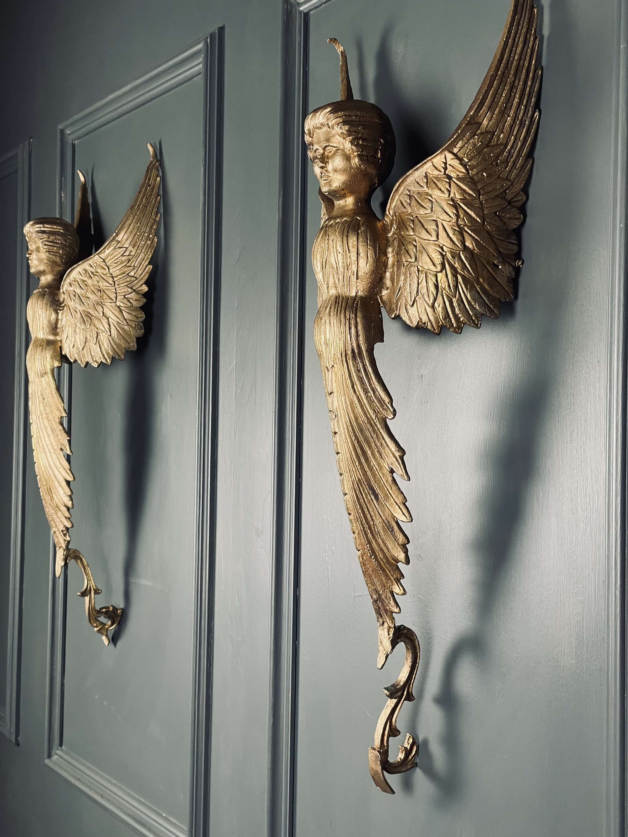 Antique Pair of Angel Wall Sconces