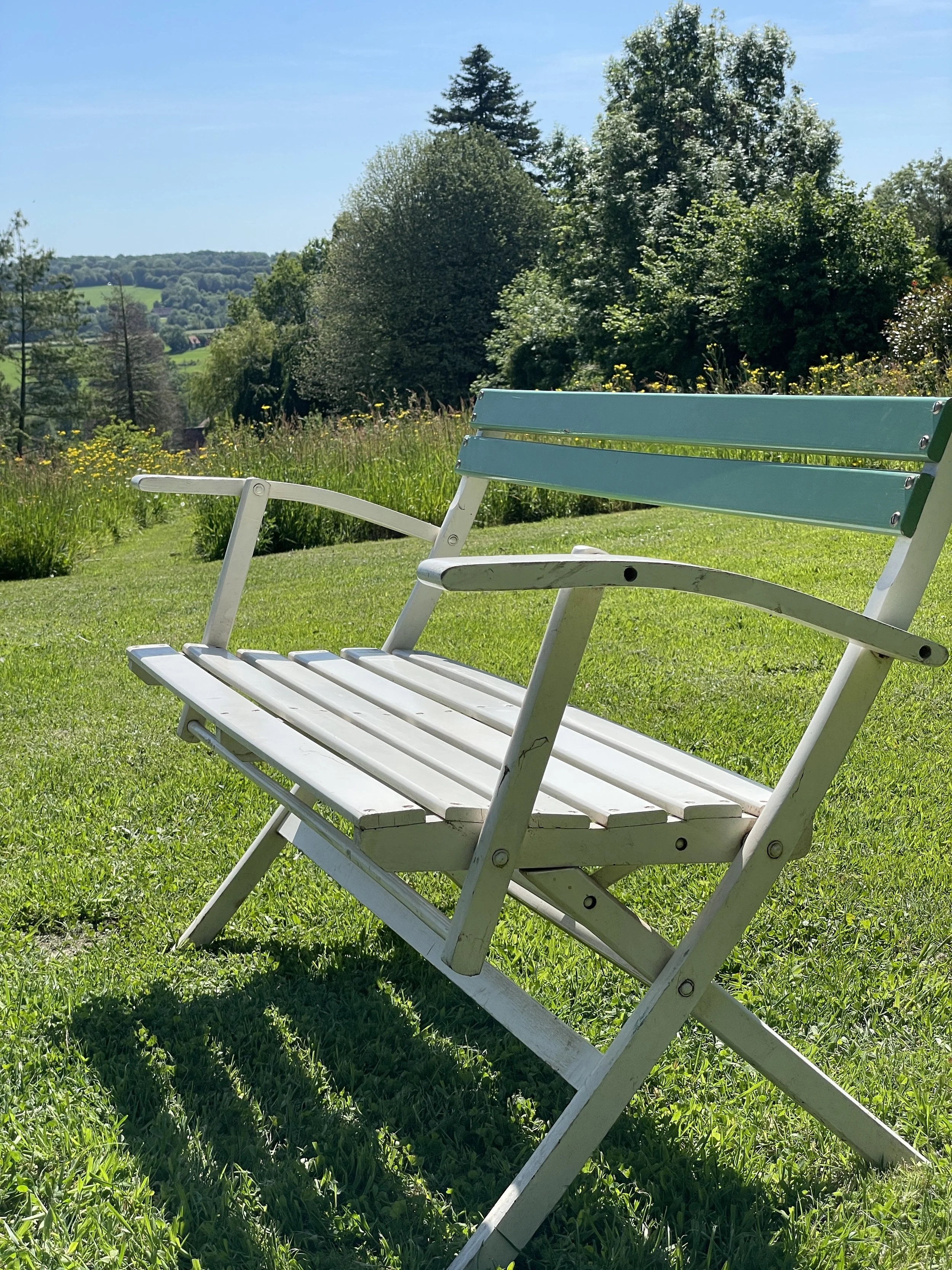 Mid Century Slatted Garden Bench