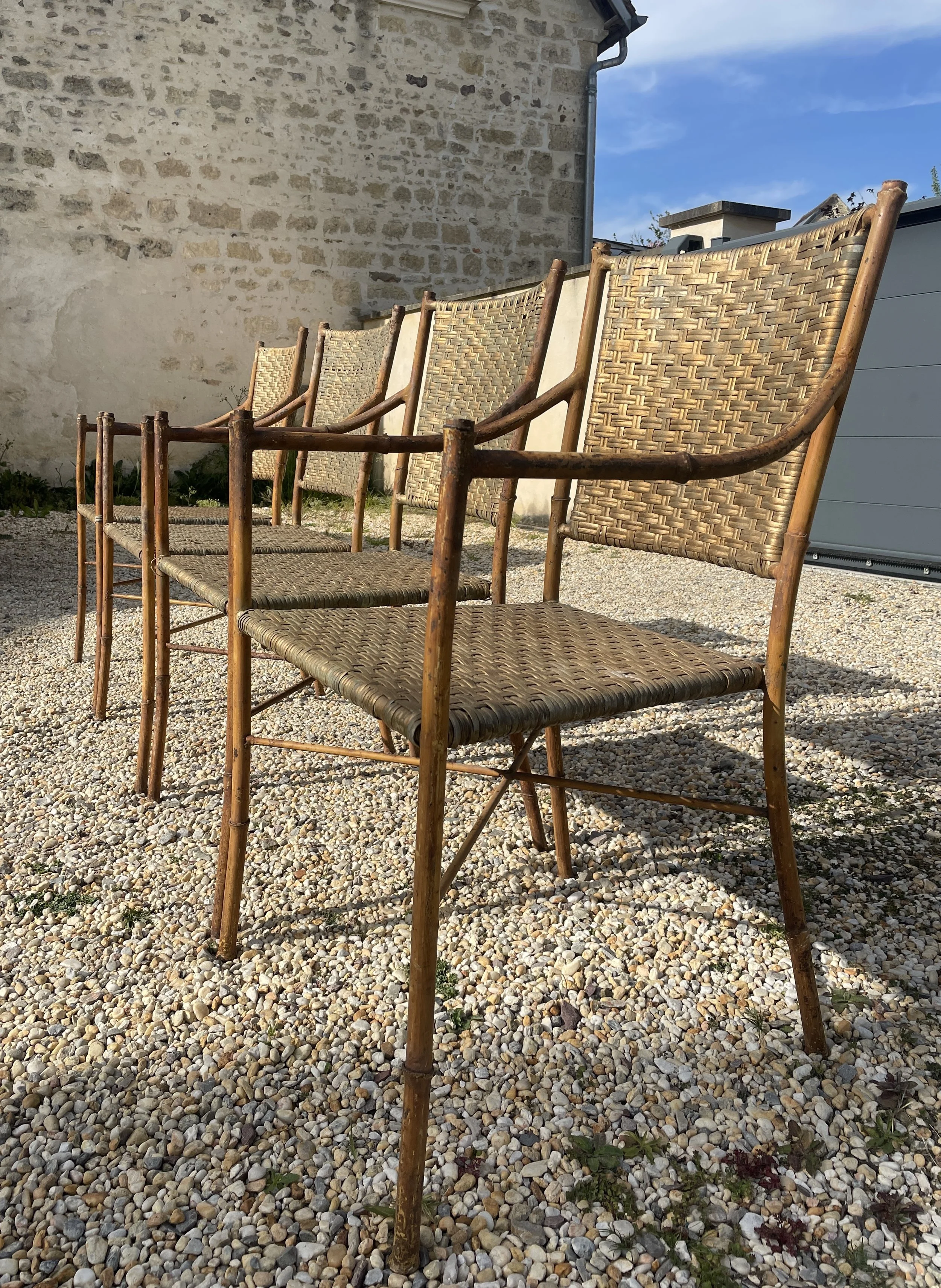 Set of four Mid Century Faux Bamboo Chairs