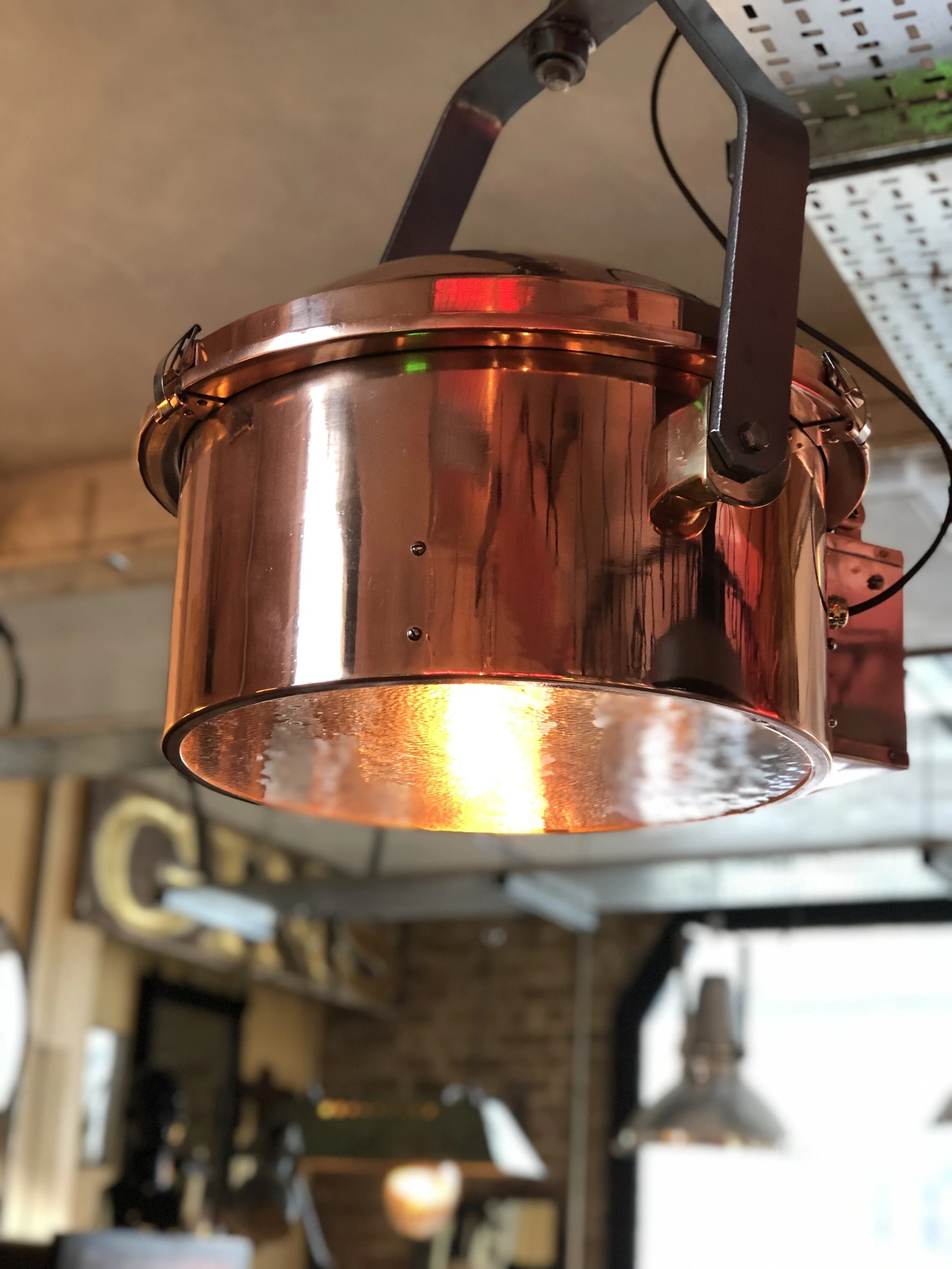 1930s Large Copper Industrial Pendant Light