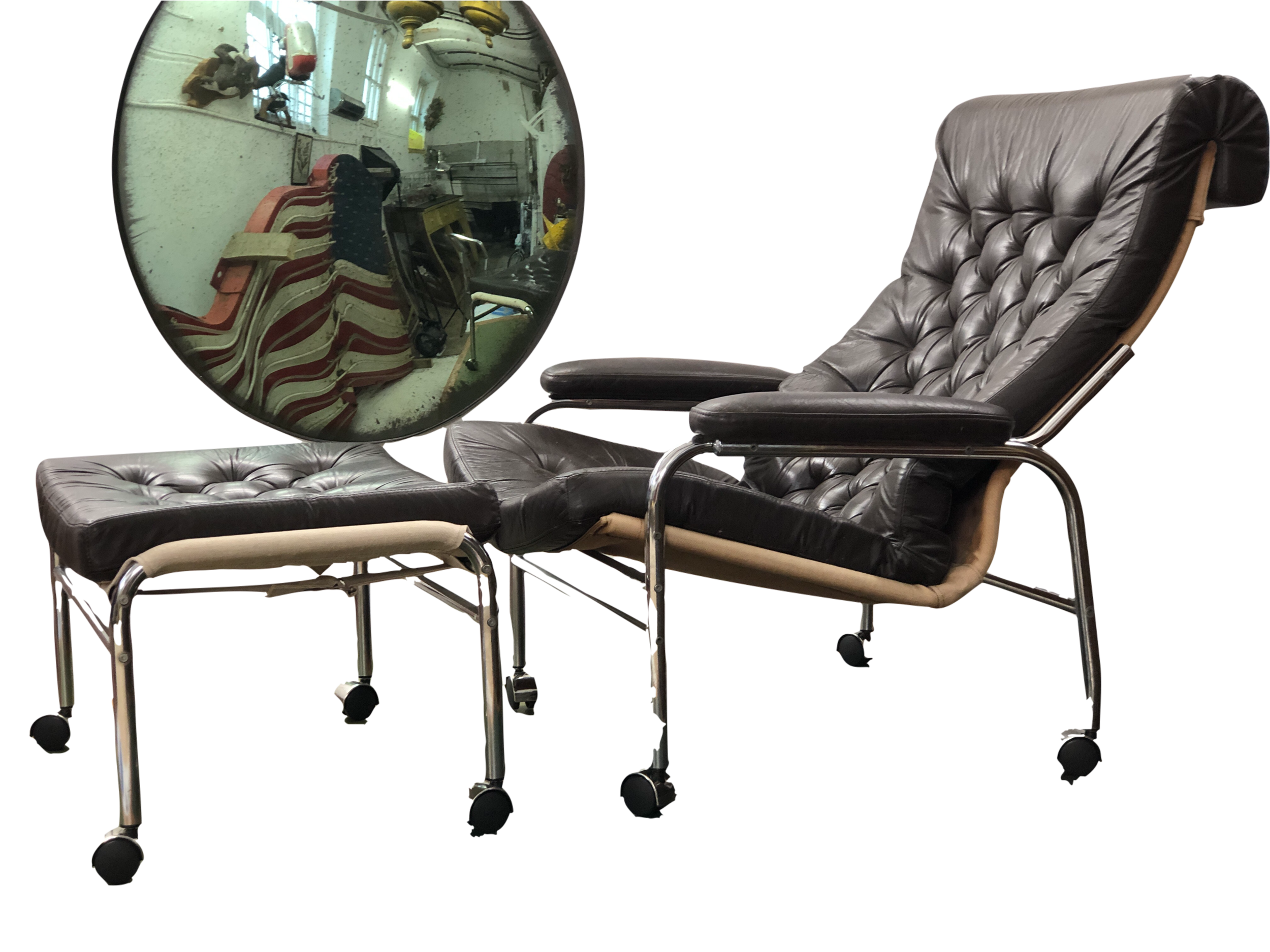 Noboru Nakamura Bore Leather Chair with Footstool