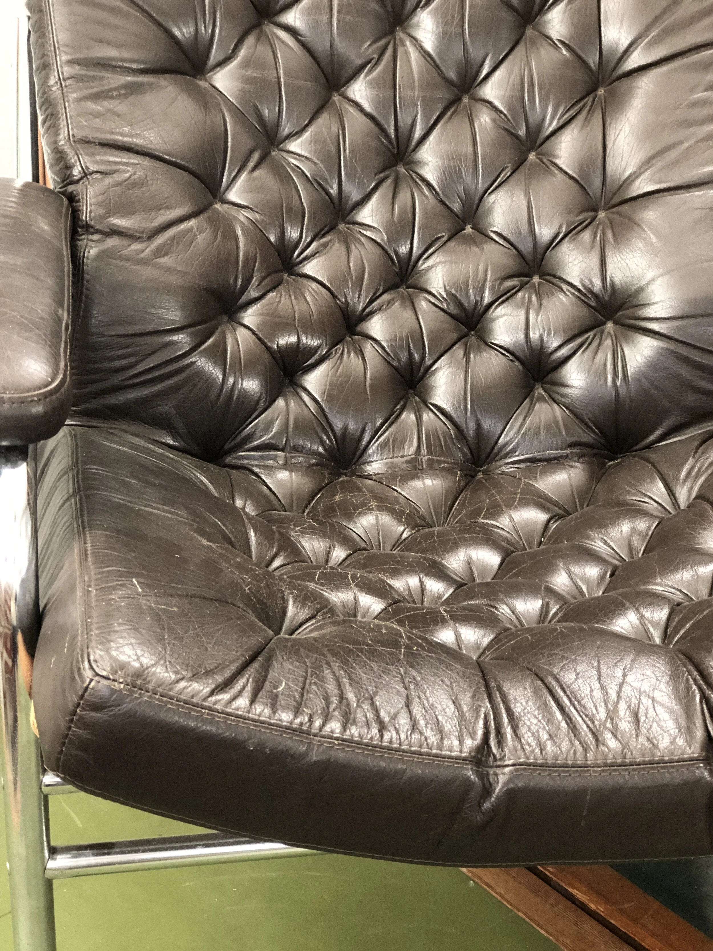 Noboru Nakamura Bore Leather Chair with Footstool