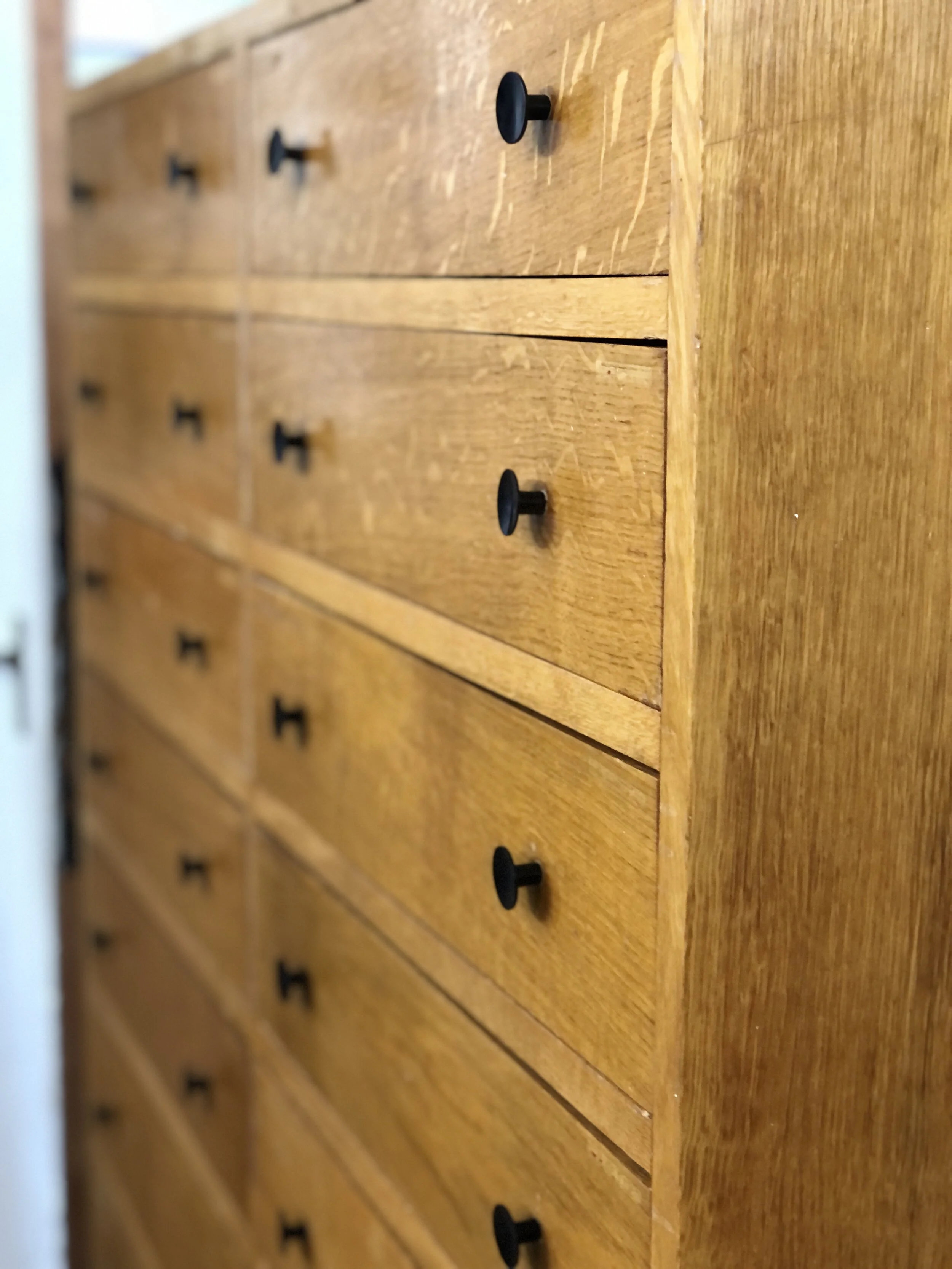 Oak Museum Drawers 1950s
