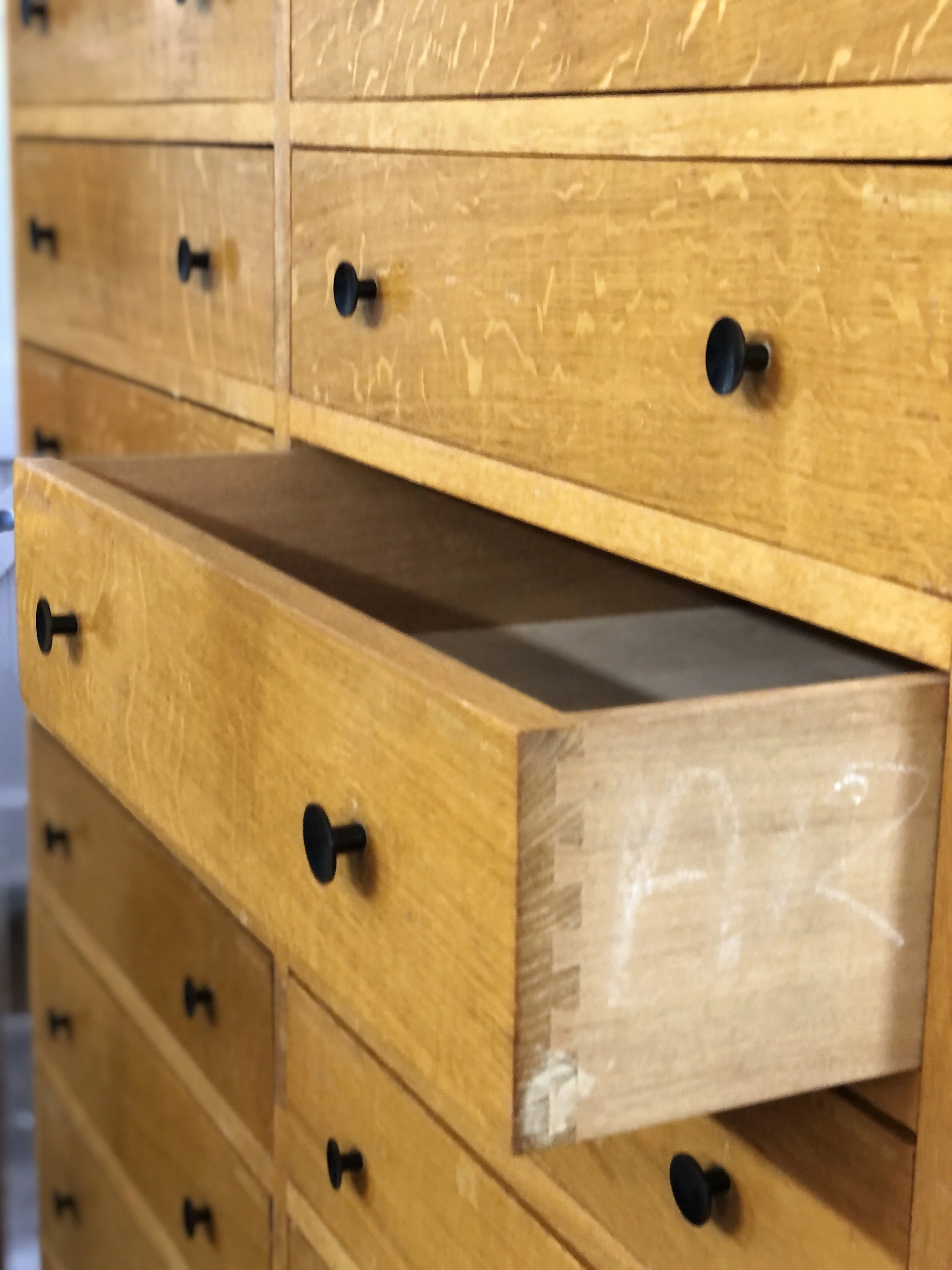 Oak Museum Drawers 1950s