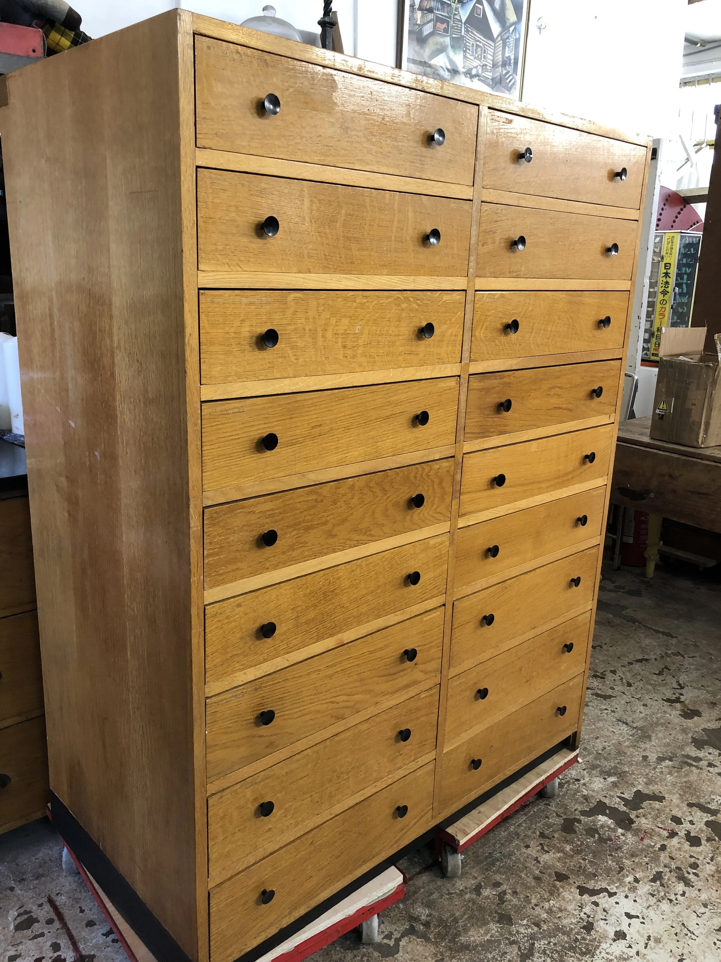 Oak Museum Drawers 1950s