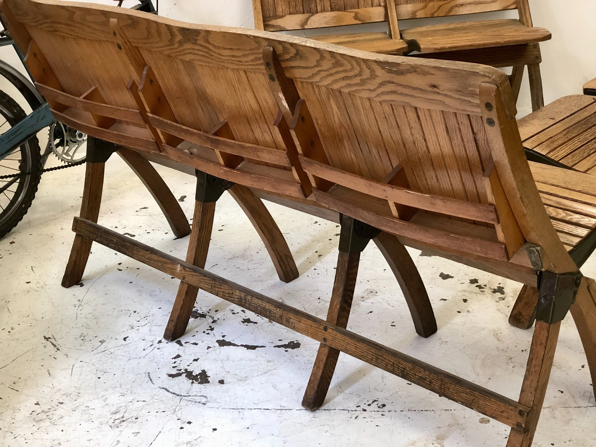 American Mid Century Oak Folding Benches