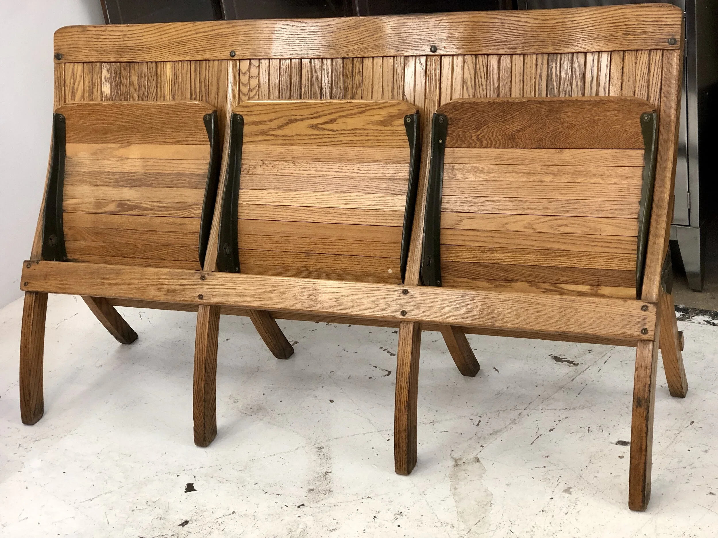 American Mid Century Oak Folding Benches