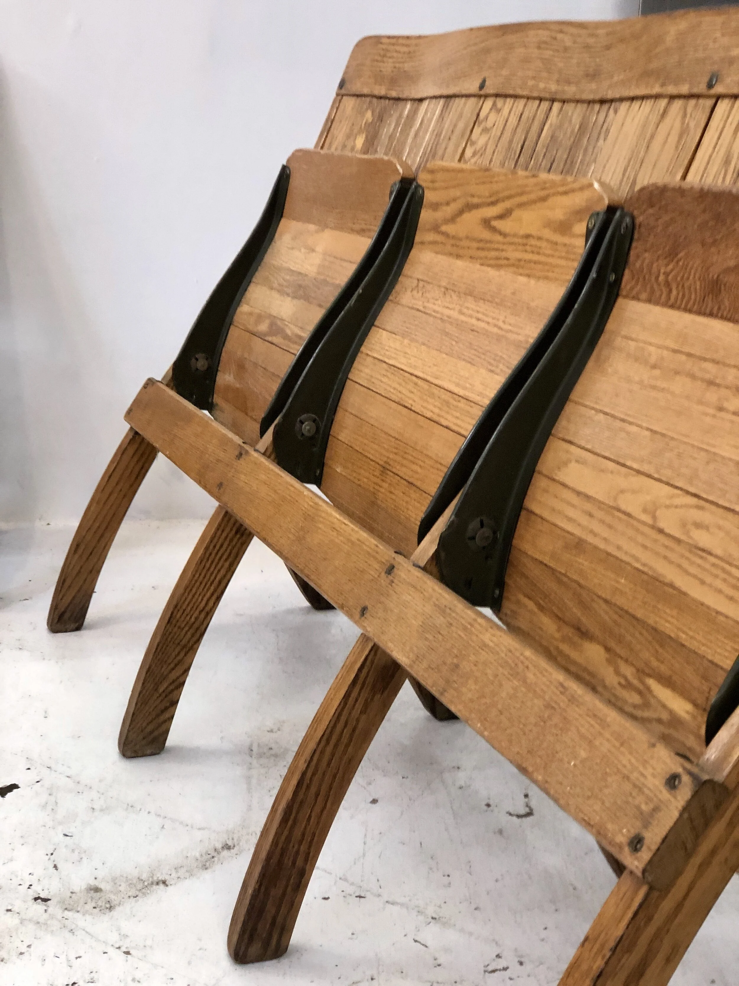 American Mid Century Oak Folding Benches