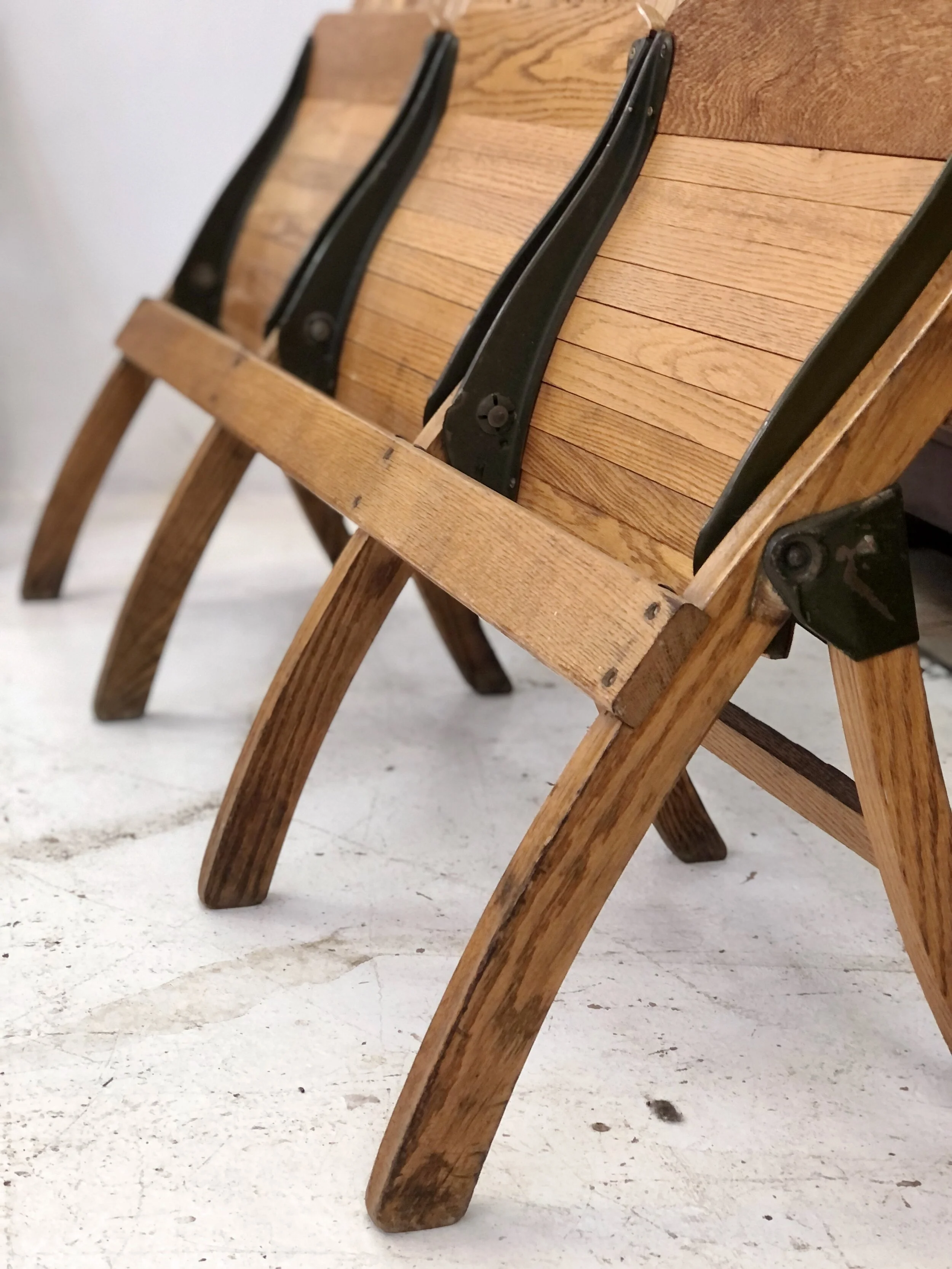 American Mid Century Oak Folding Benches