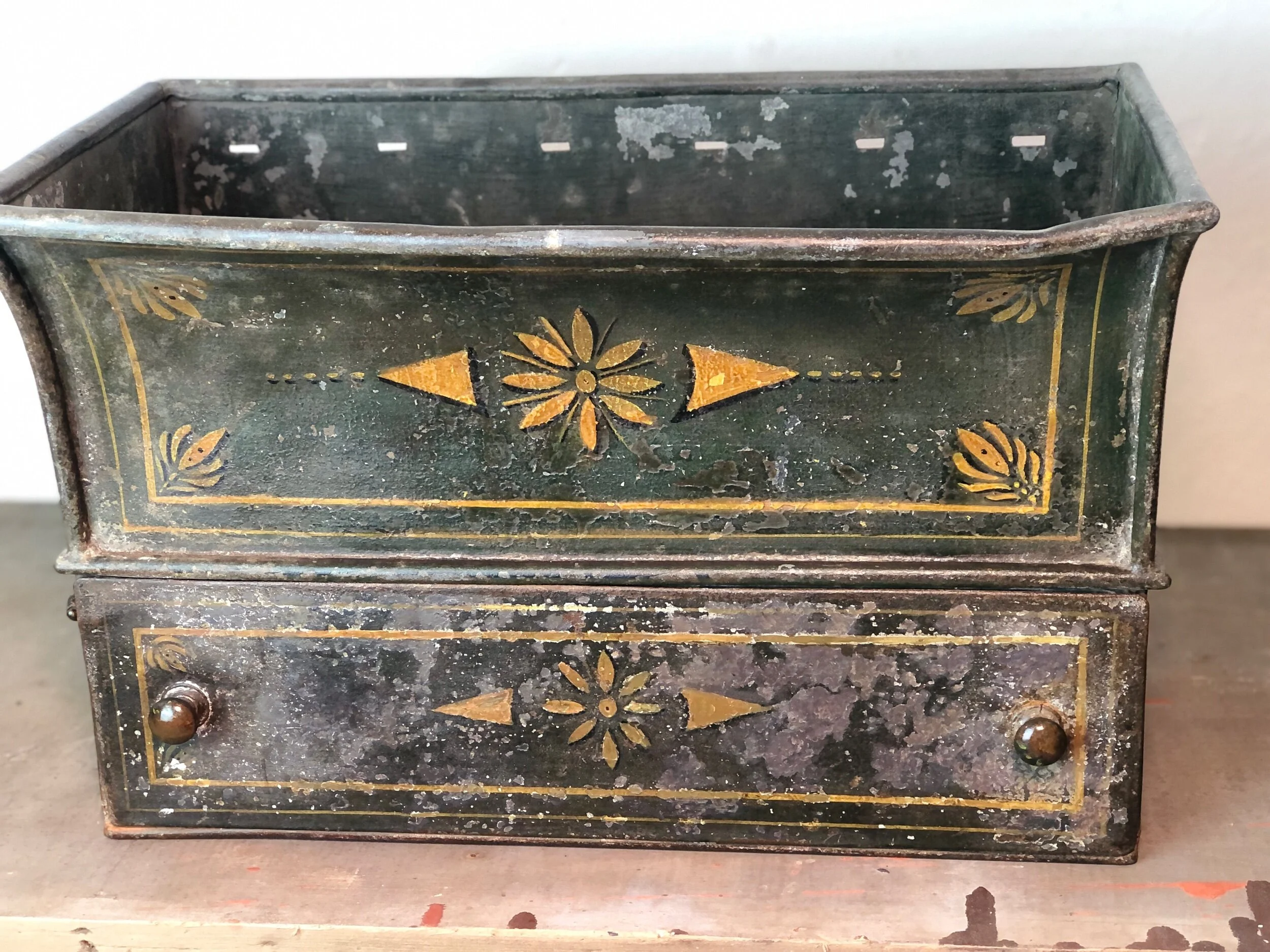 antique toleware seed box