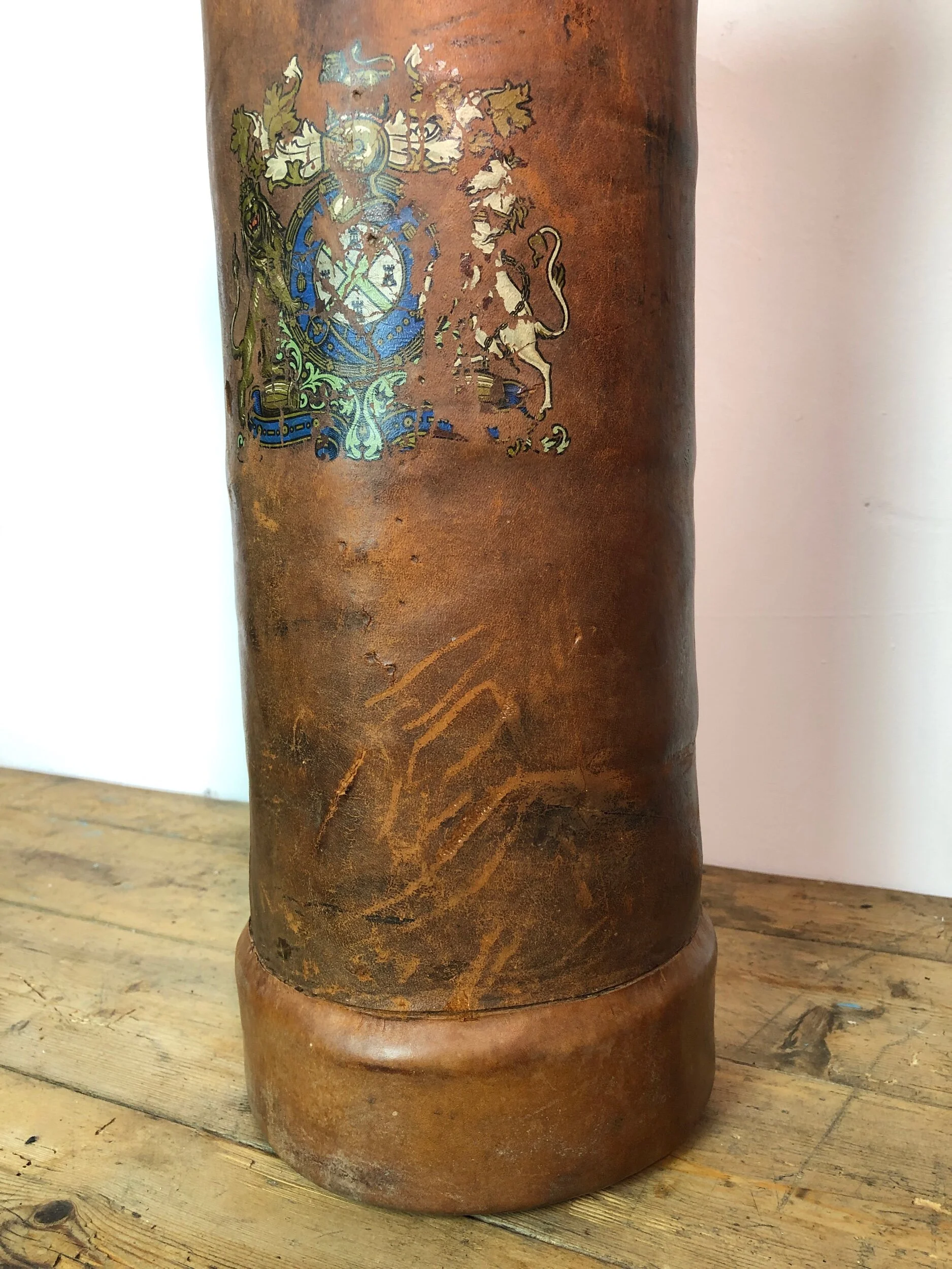 Antique Military Armorial Shell Case Carrier