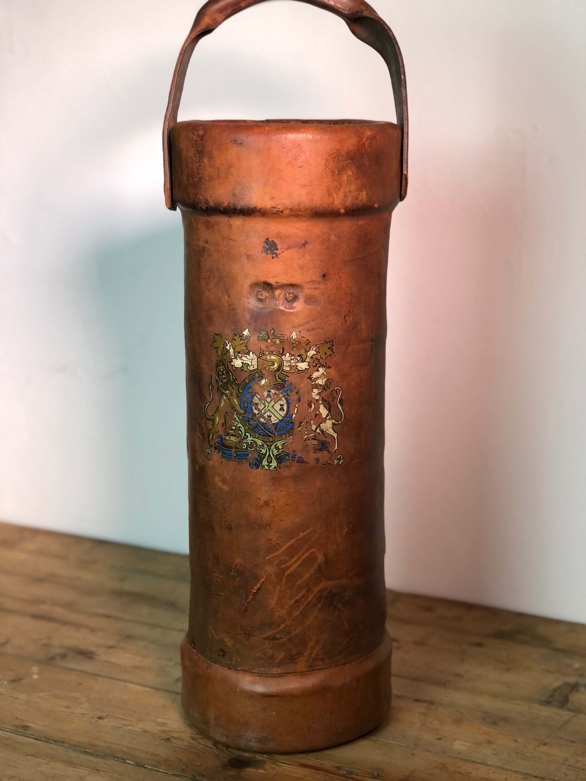Antique Military Armorial Shell Case Carrier