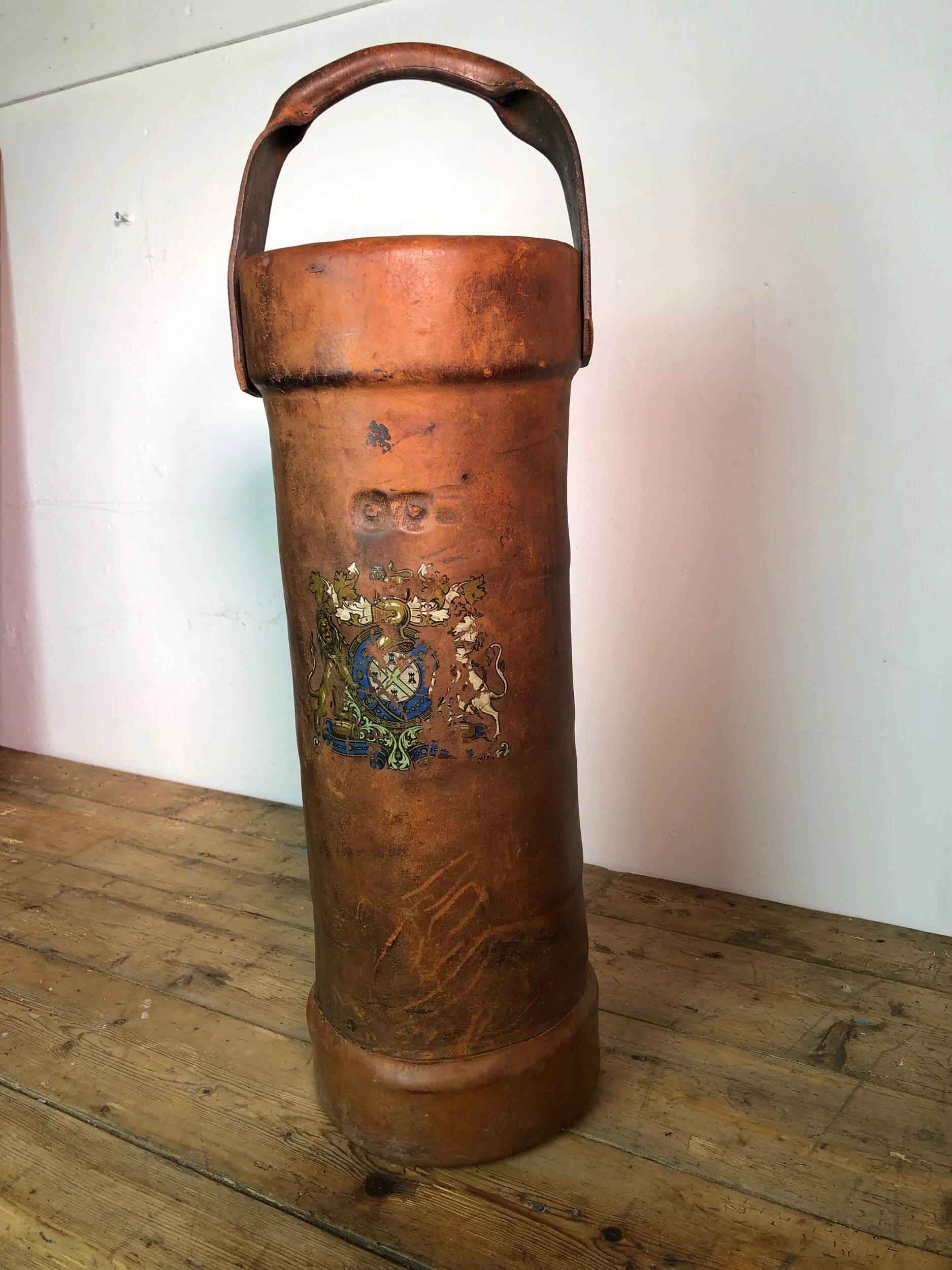 Antique Military Armorial Shell Case Carrier