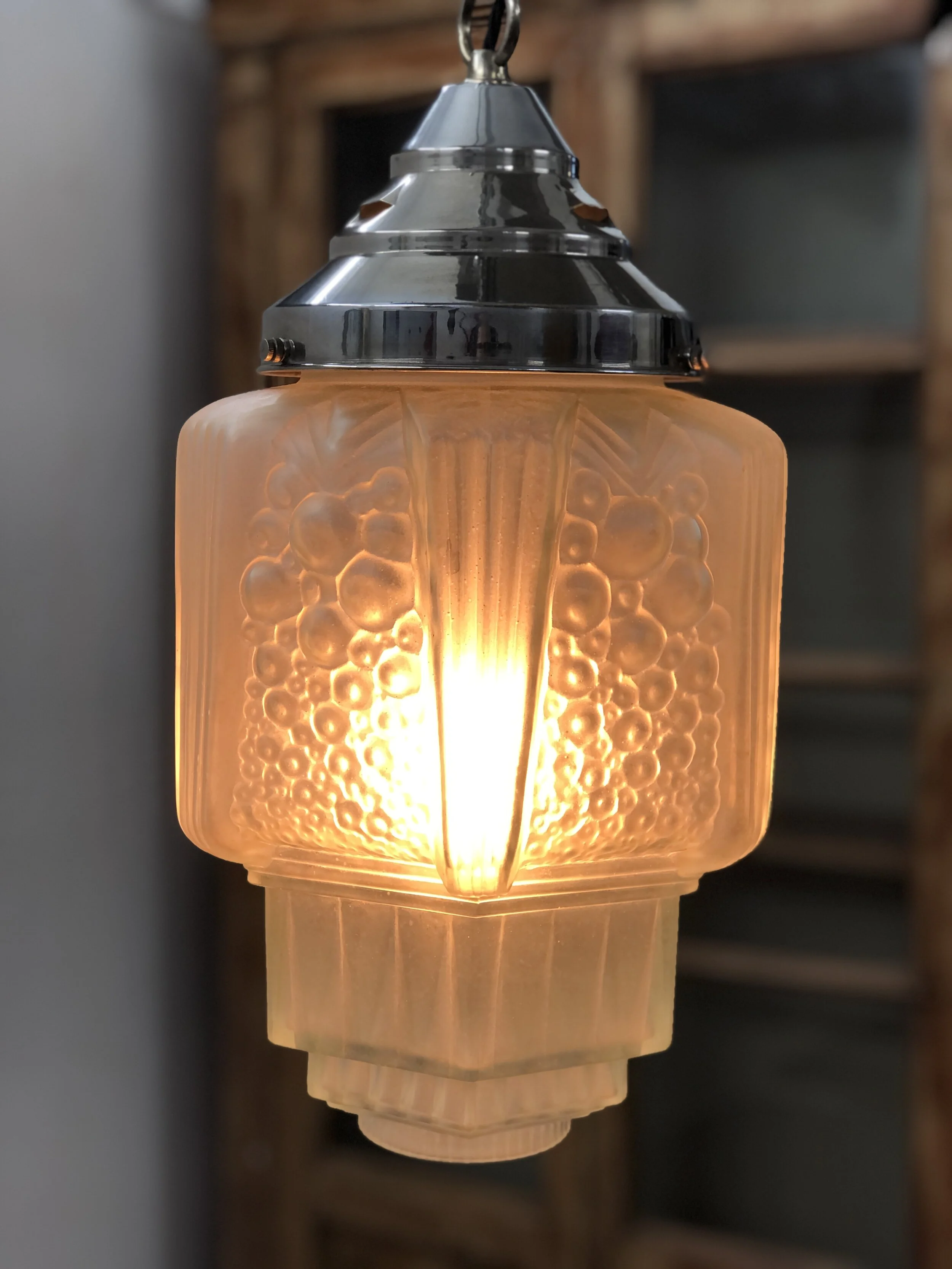 Art Deco Pressed Glass Ceiling Light