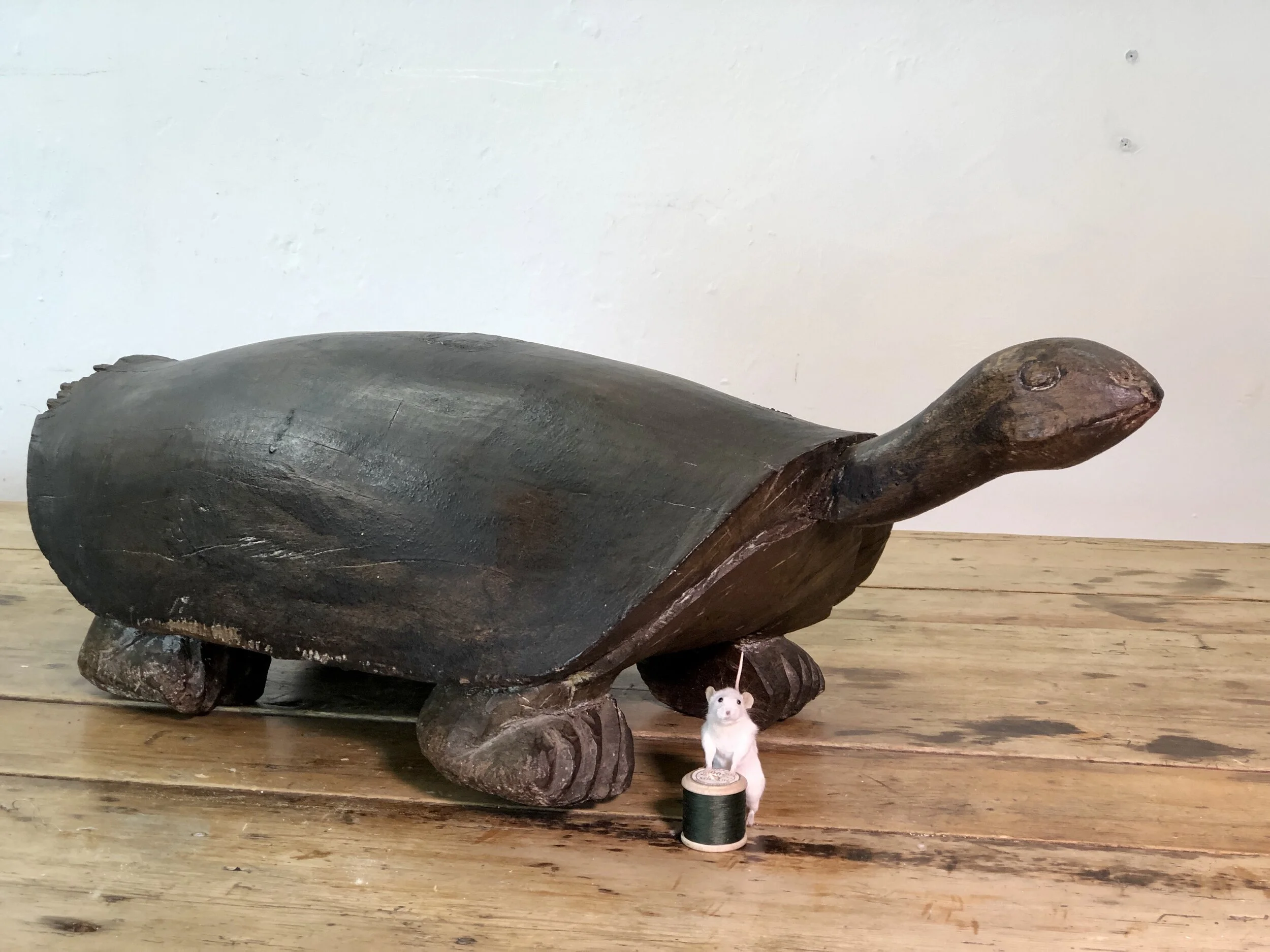 Vintage Hand Carved Giant Turtle