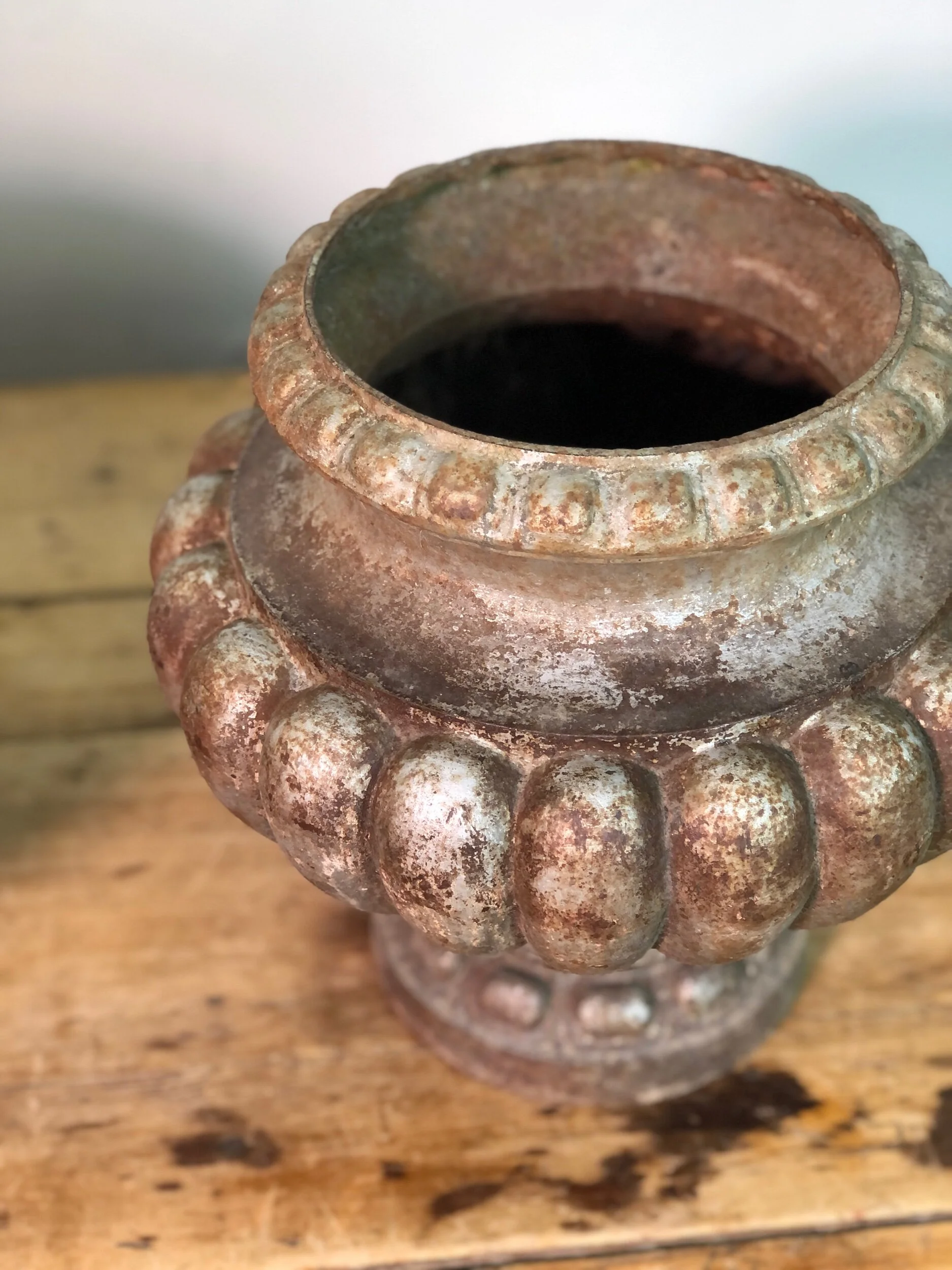 Pair 19th Century Cast Iron Urns