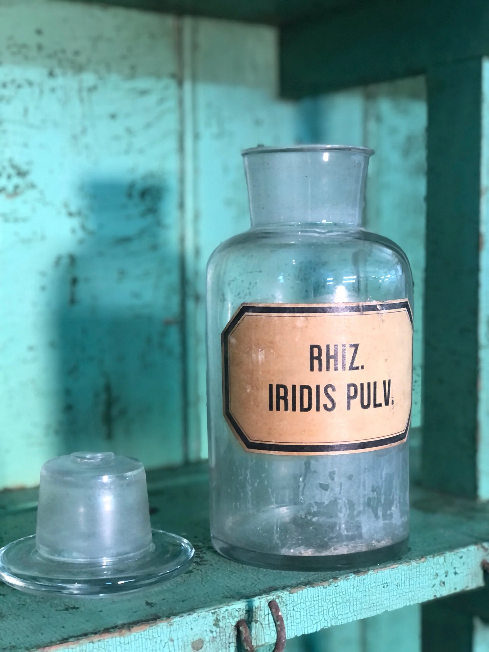 Pair Antique French Glass Apothecary Pharmacy Bottles