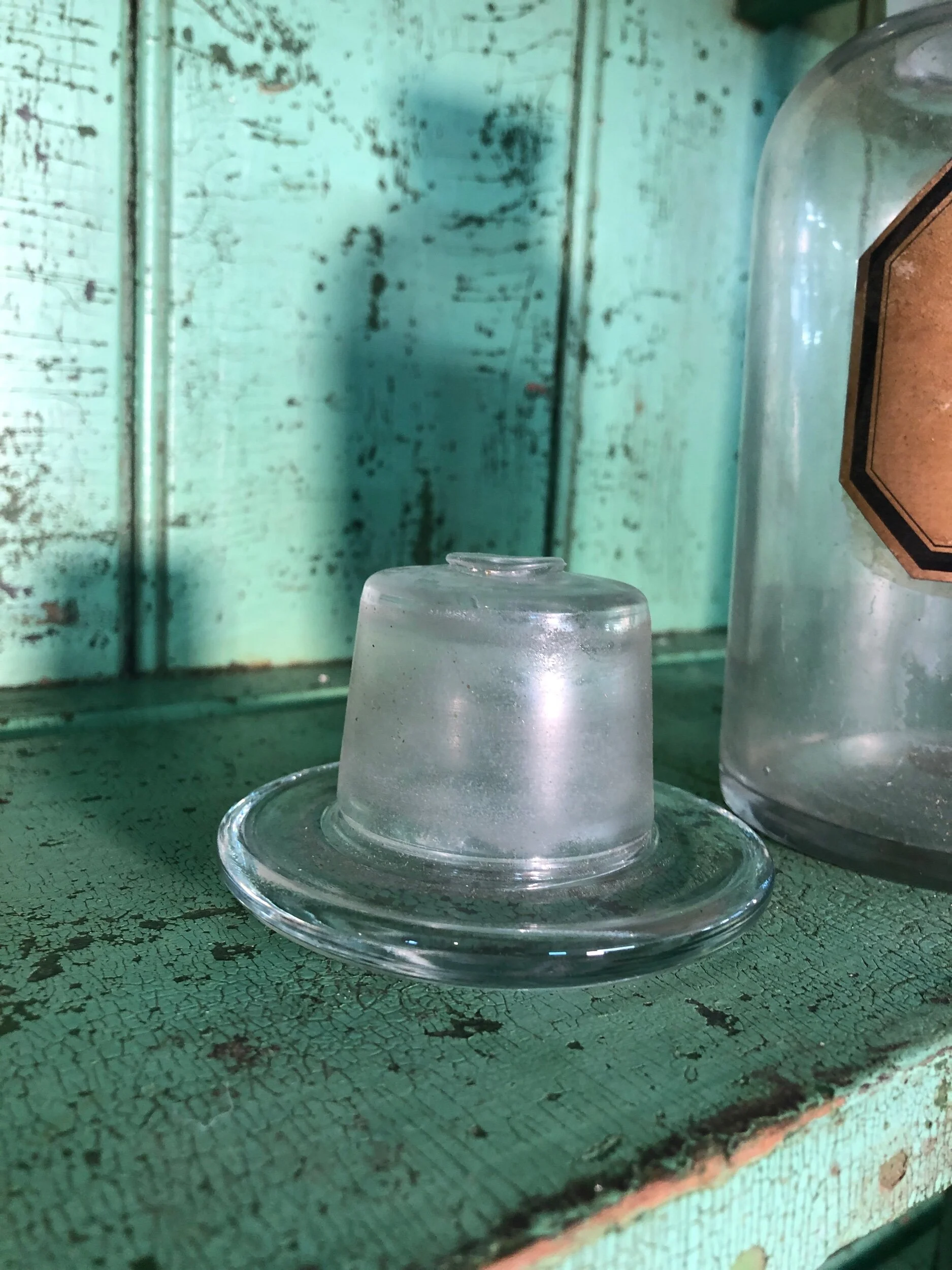 Pair Antique French Glass Apothecary Pharmacy Bottles